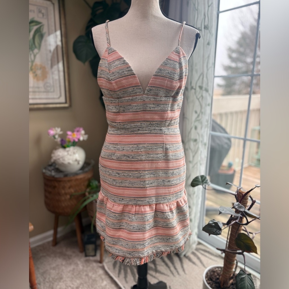 Lovers + Friends Pink and Gray Striped Mini Dress - Picture 3 of 10